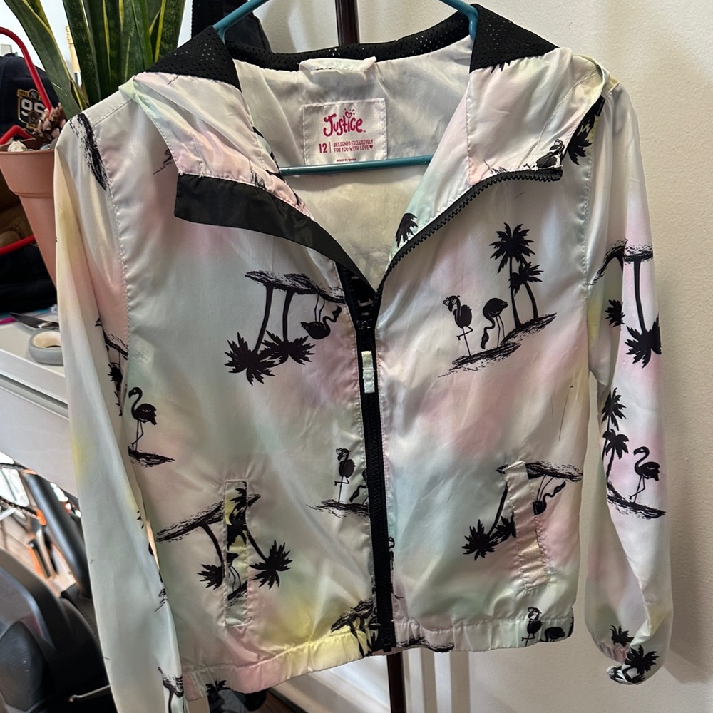 Justice Pastel Flamingo and Palm Jacket